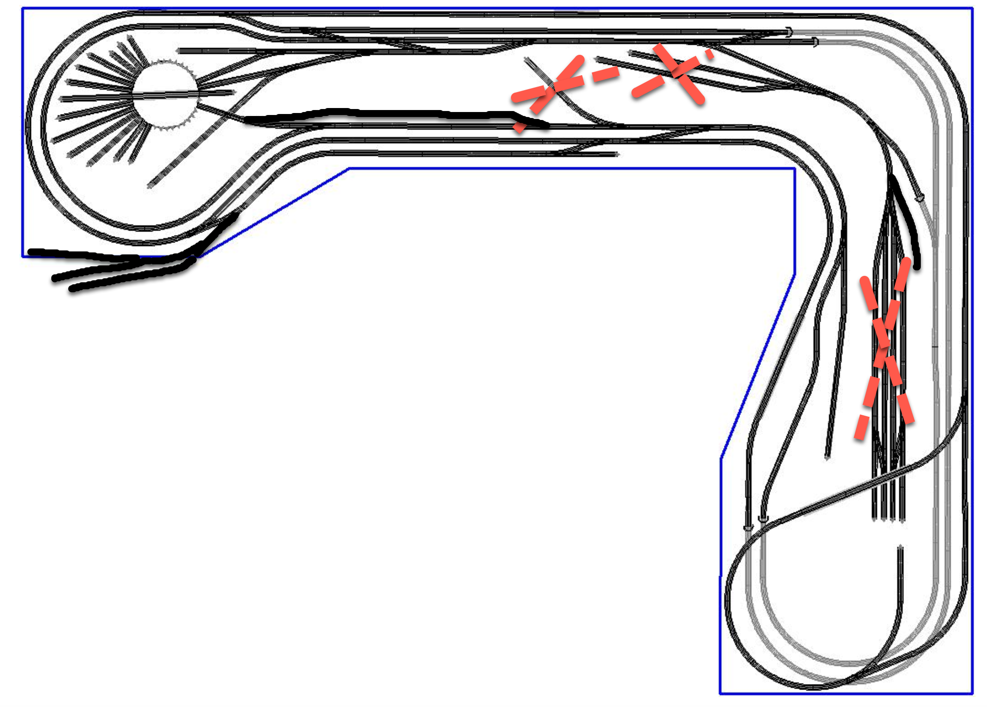 Model train layout diagram